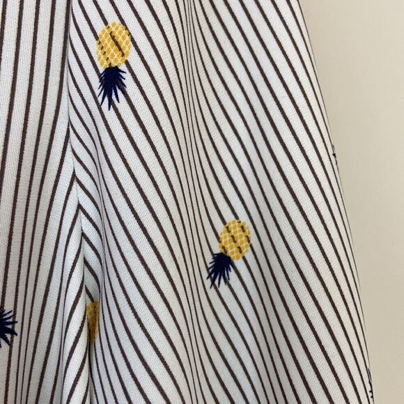 Le Lis-Pinstripe and Pineapple Faux Wrap Slit Bell Sleeve Top (Medium) - Picture 8 of 10